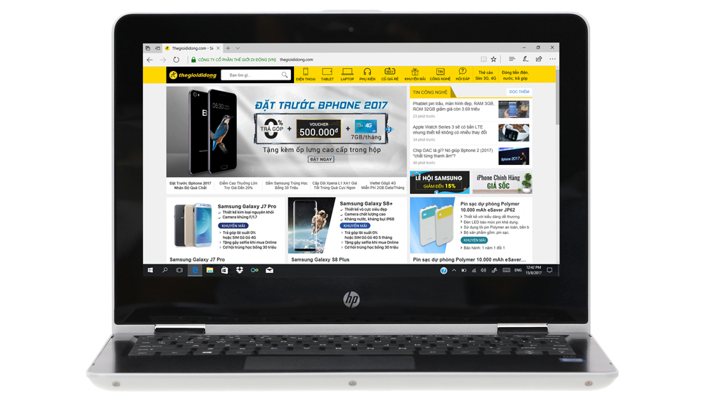 Laptop HP Pavilion X360 ad026TU i3 7100U/4GB/500GB/Win10/(2GV32PA) Màu Bạc