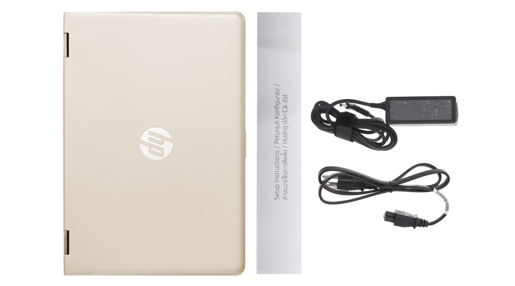 Bộ sản phẩm gồm: Dây nguồn, Sách hướng dẫn, Thùng máy, Sạc Laptop HP