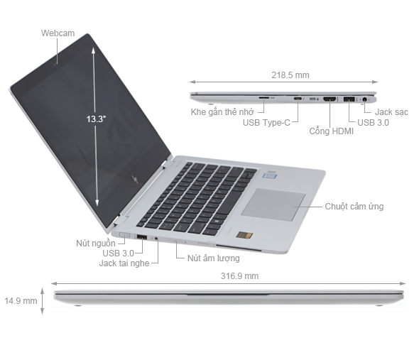 HP EliteBook X360 1030 G2 i7 7600U/8GB/256GB/Win10/(1GY37PA)