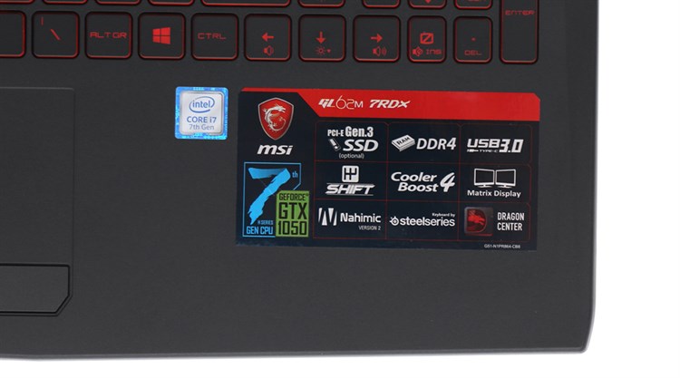 Laptop MSI GL62M 7RDX i7 7700HQ/8GB/1TB/4GB GTX1050/Win10/(1815VN)