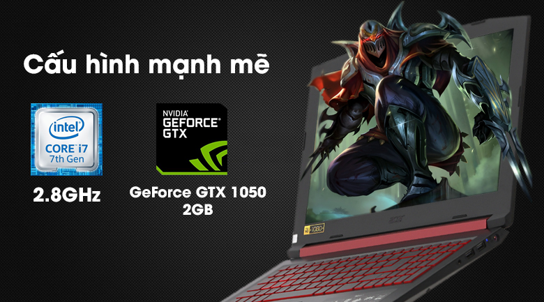 Laptop Acer Nitro 5 AN515 51 739L i7 7700HQ/8GB/1TB/2GB GTX1050/Win10/(NH.Q2SSV.007)