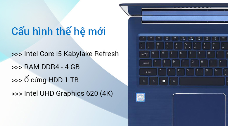 Laptop Acer Swift SF315 51 530V i5 8250U/4GB/1TB/Win10/(NX.GSKSV.001)