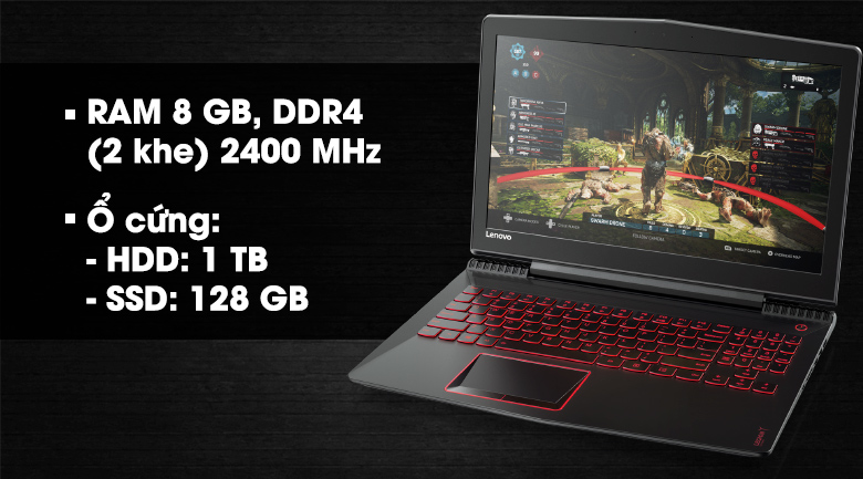 Laptop Lenovo Legion Y520 15IKBN i7 7700HQ/8GB/1TB+128GB/4GB GTX1050/Win10/(80WK0109VN)