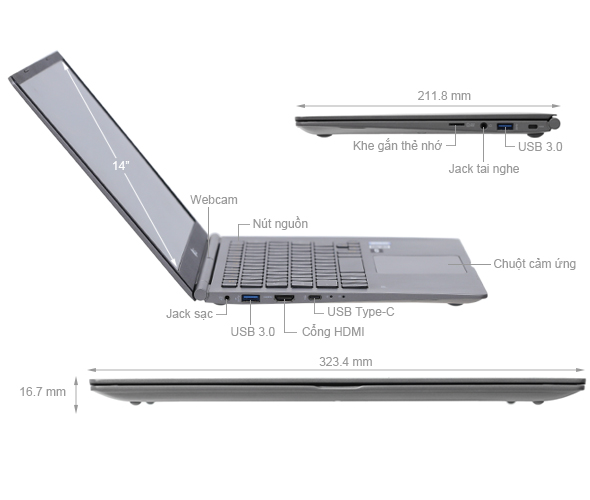 LG Gram 14Z970 i5 7200U/8GB/256GB/Win10/(AH52A5)