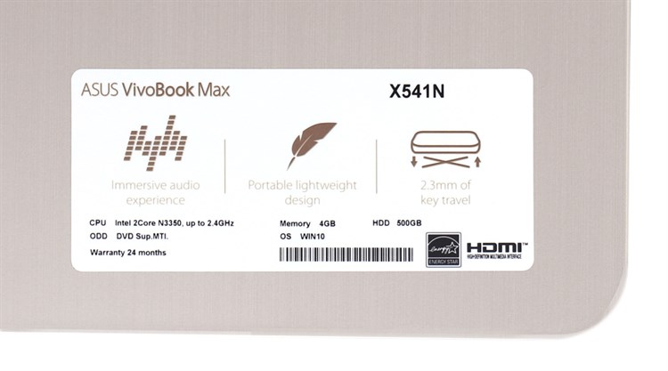 Laptop Asus X541NA N3350/4GB/500GB/Win10/(GO001T)