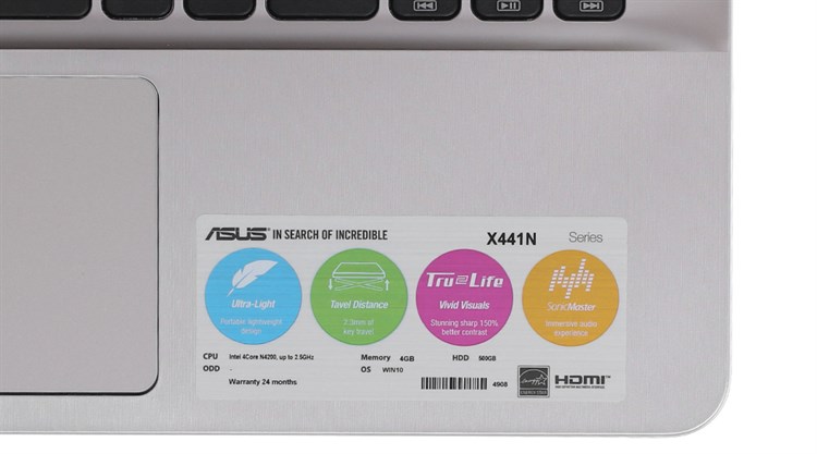Laptop Asus X441NA N3350/4GB/500GB/Win10/(GA017T) Màu Đen