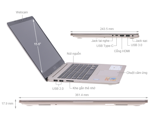 Asus VivoBook S15 S510UA i5 8250U/4GB/1TB/Win10/(BQ414T)