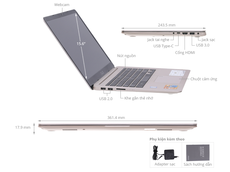 Asus VivoBook S15 S510UA i5 8250U/4GB/1TB/Win10/(BQ414T)