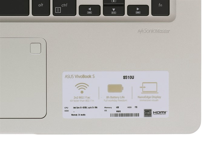 Laptop Asus VivoBook S15 S510UA i5 8250U/4GB/1TB/Win10/(BQ414T) Màu Vàng đồng