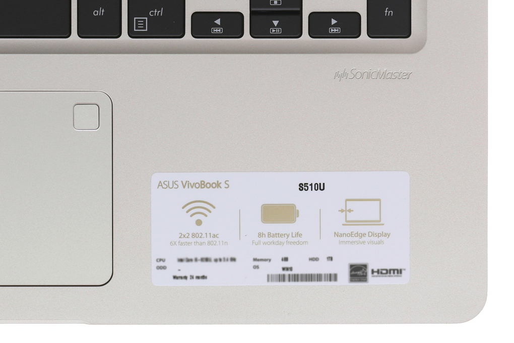Laptop Asus VivoBook S15 S510UA i3 7100U/4GB/1TB/Win10/(BQ111T) - 10