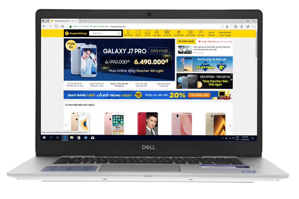 Laptop Dell Inspiron 7570 i5 8250U/4GB/1TB+128GB/4GB MX130/Win10/Office365/(N5I5102OW) Màu Bạc