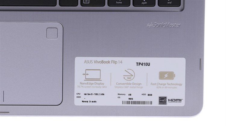 Laptop Asus TP410UA i3 7100U/4GB/500GB/Win10/(EC250T)