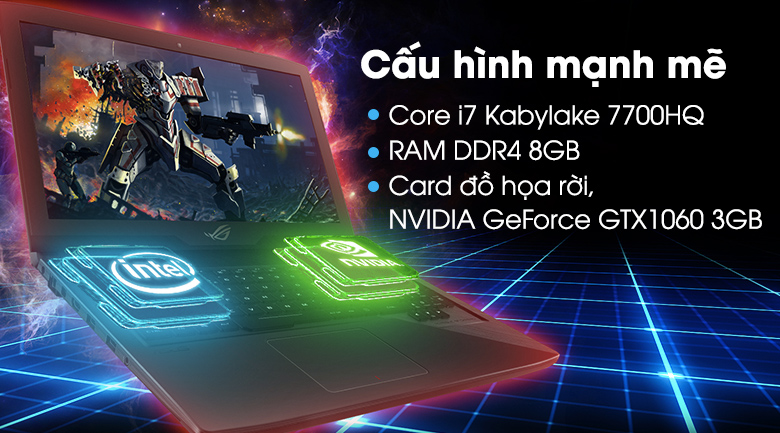 Laptop Asus Hero GL503VM i7 7700HQ/8G/1TB/3GB GTX1060/Win10/(GZ219T)