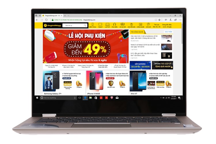 Laptop Lenovo Yoga 520 14IKBR i5 8250U/4GB/1TB/Win10/(81C80088VN) Màu Vàng đồng