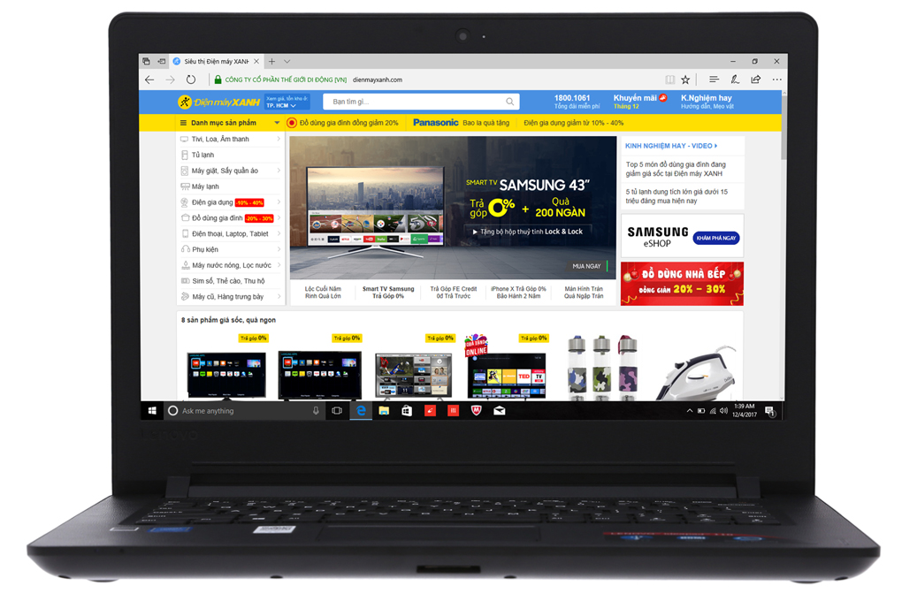 Laptop Lenovo Ideapad 110 14IBR N3710/4GB/500GB/Win10/(80T600AJVN) Màu Đen