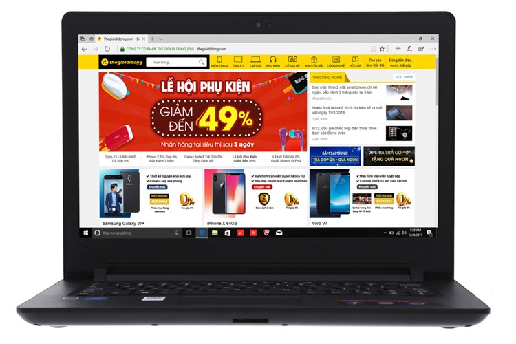 Laptop Lenovo Ideapad 110 14IBR N3710/4GB/500GB/Win10/(80T600AJVN) Màu Đen