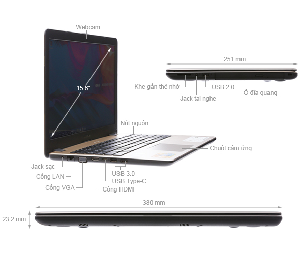 Laptop Asus X542UQ Core i5 thế hệ 8 - Card rời 940MX 2GB