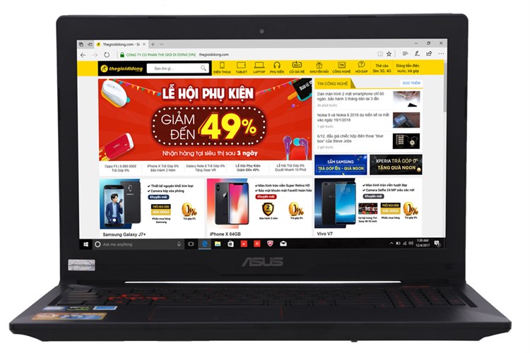 Laptop Asus FX503VD i7 7700HQ/8G/1TB+128GB/GTX1050 4GB/Win10/(E4119T)
