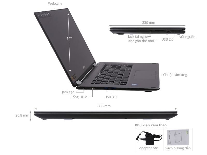 Acer Spin 3 SP314 51 39WK i3 7130U/4GB/500GB/Win10 (NX.GUWSV.001)