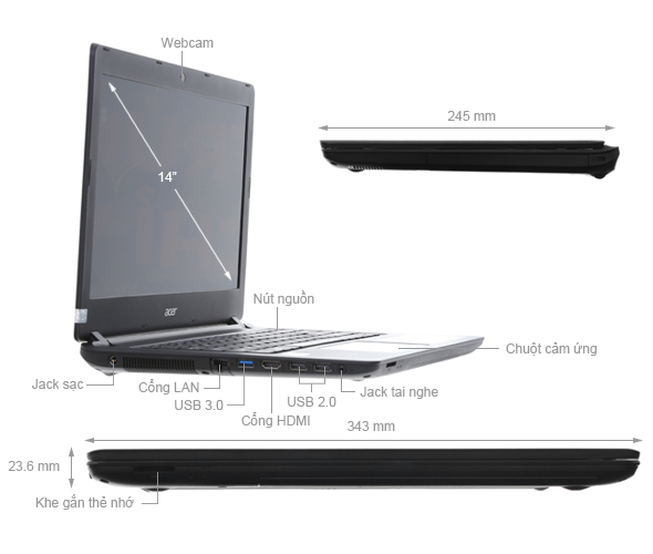 Acer Aspire ES1 432 N3350/2GB/500GB/Win10