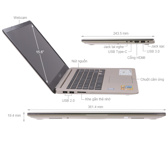 Asus VivoBook X510UA i3 7100U/4GB/1TB/Win10/(BR650T)