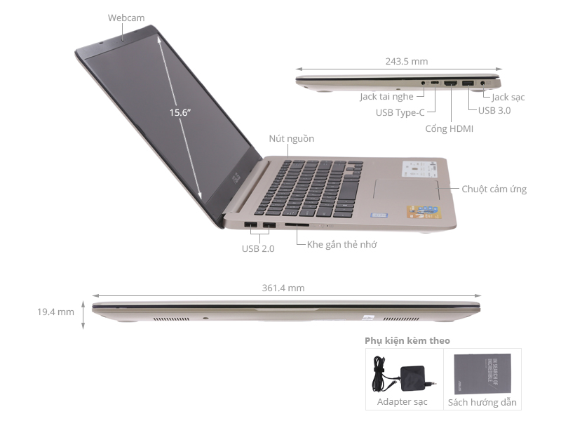 Asus VivoBook X510UA i3 7100U/4GB/1TB/Win10/(BR650T)
