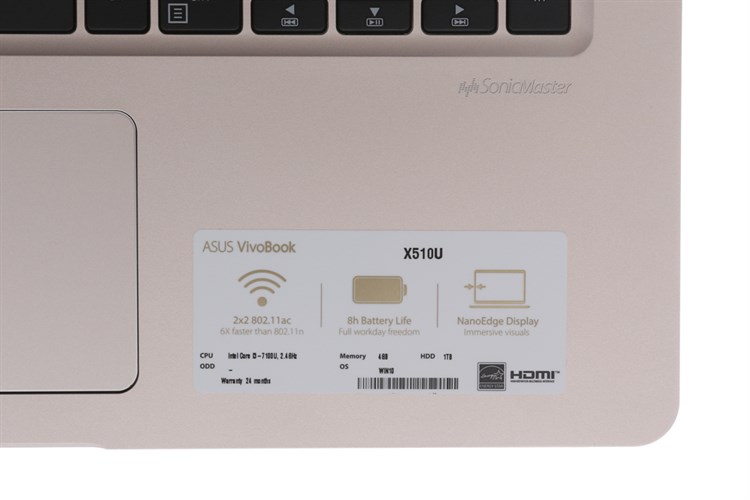 Laptop Asus VivoBook X510UA i3 7100U/4GB/1TB/Win10/(BR650T)