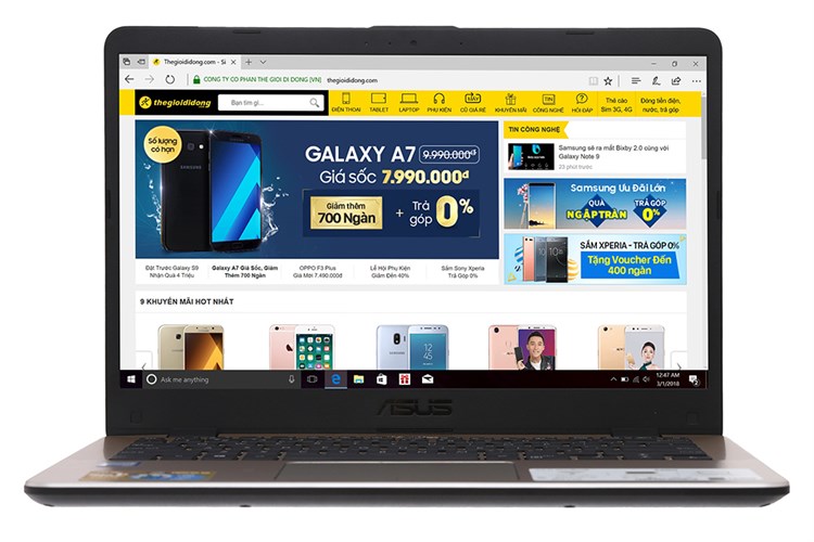 Laptop Asus VivoBook X405UA i3 7100U/4GB/1TB/Win10/(EB785T) Màu Vàng đồng