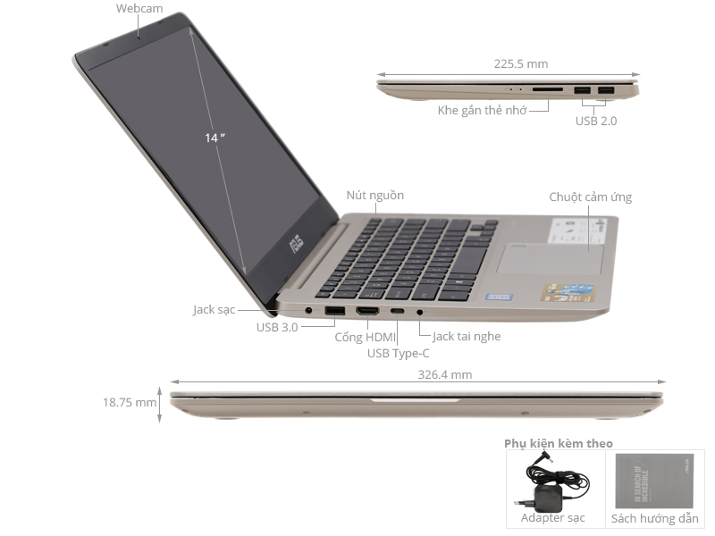 spoelen Gooi ramp Laptop Asus S14 S410UA i5 8250U/4GB/1TB/Win10/(EB003T)
