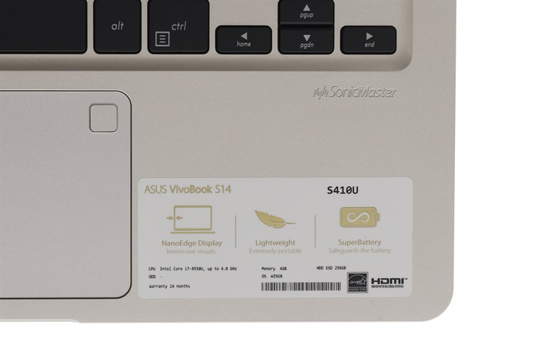 Laptop Asus VivoBook S410UA i7 8550U/4G/256GB/Win10/(EB220T) Màu Vàng đồng