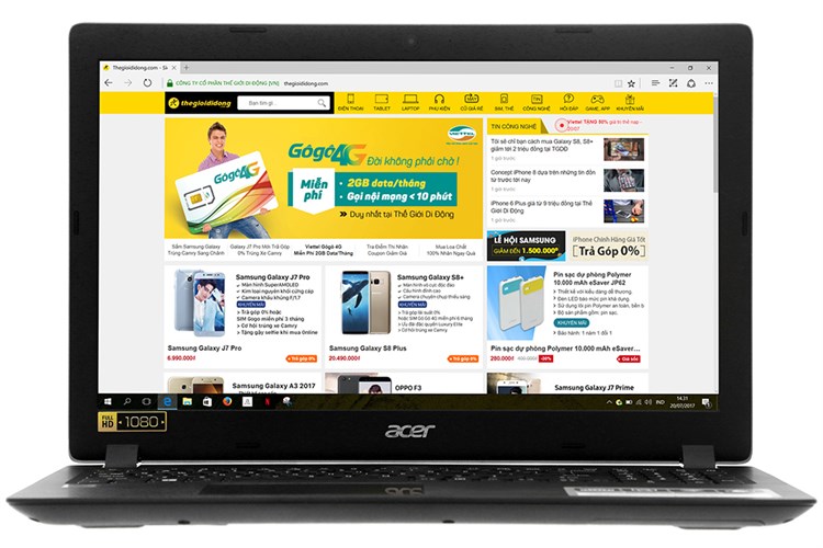 Laptop Acer Aspire A315 51 39DJ i3 7130U/4GB/1TB/Win10/(NX.GNPSV.030) Màu Đen