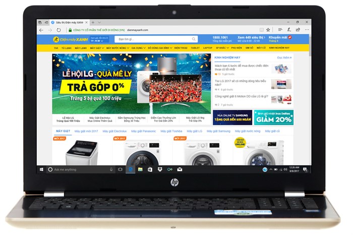 Laptop HP 15 bs641TU N3710/4GB/500GB/Win10/(3MT73PA) Màu Vàng đồng