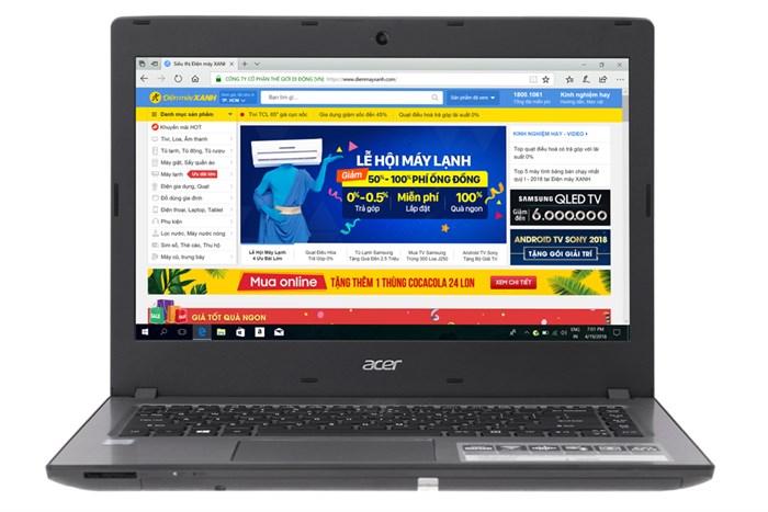 Laptop Acer Aspire E5 476 i3 8130U/4GB/500GB/Win10 (NX.GWTSV.002) Màu Xám