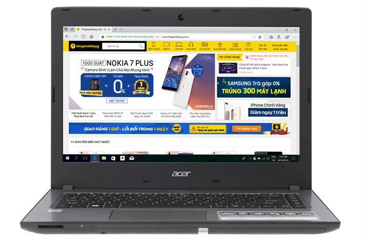 Laptop Acer Aspire E5 476 i3 8130U/4GB/500GB/Win10 (NX.GWTSV.002) Màu Xám