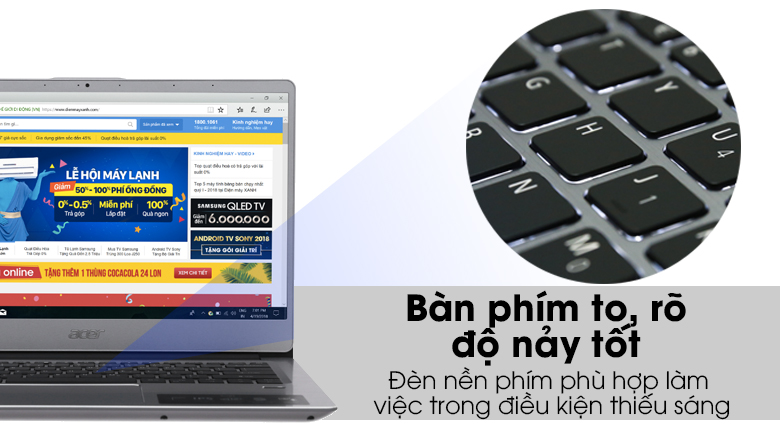 Laptop Acer Swift 3 SF314 54 51QL i5 8250U/4GB/1TB/Win10 (NX.GXZSV.001)