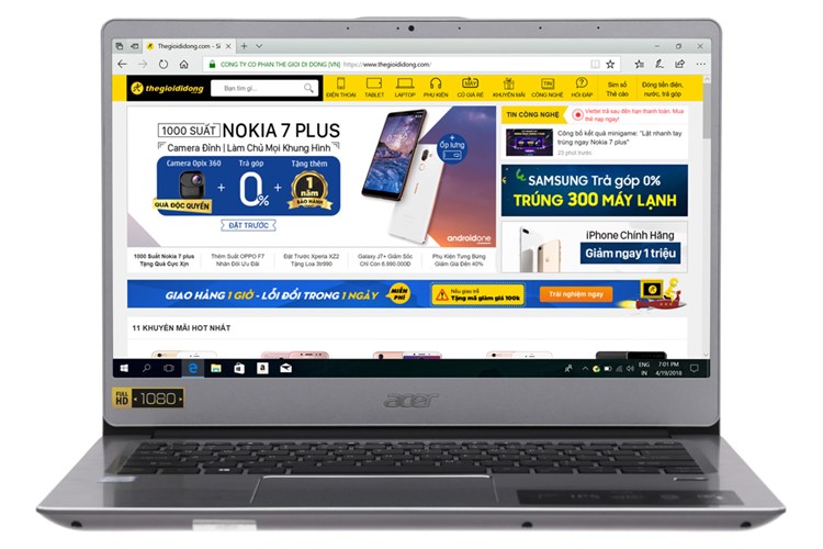 Laptop Acer Swift 3 SF314 54 51QL i5 8250U/4GB/1TB/Win10 (NX.GXZSV.001) Màu Bạc