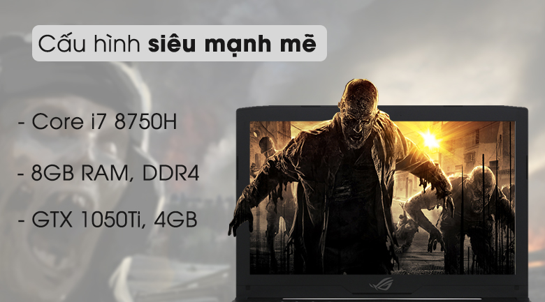 Laptop Asus ROG Strix Scar GL503GE i7 8750H/8GB/1TB+128GB/4GB GTX1050Ti/Win10/(EN021T)