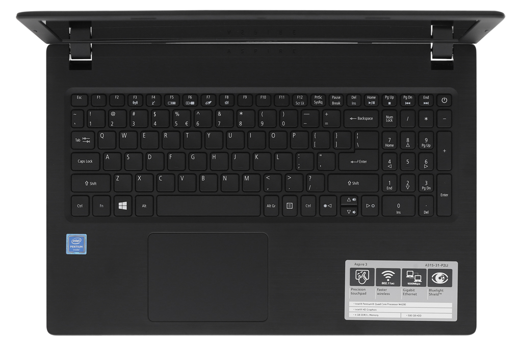 Laptop Acer Aspire A315 31 P2LJ N4200/4GB/500GB/Win10 (NX.GNTSV.010) Màu Đen