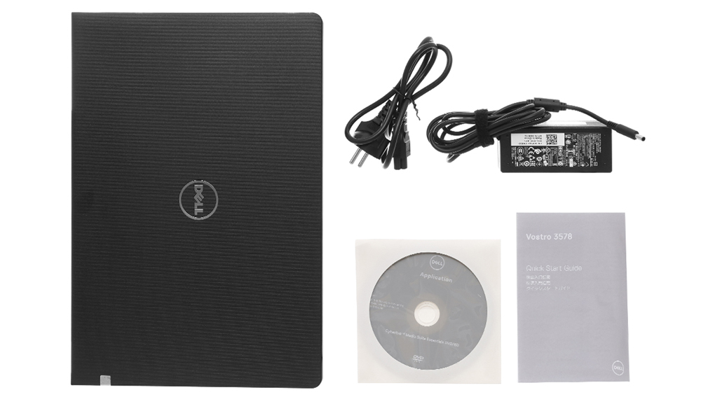 Bộ sản phẩm gồm: Pin, Dây nguồn, Sách hướng dẫn, Thùng máy, Sạc Laptop Dell