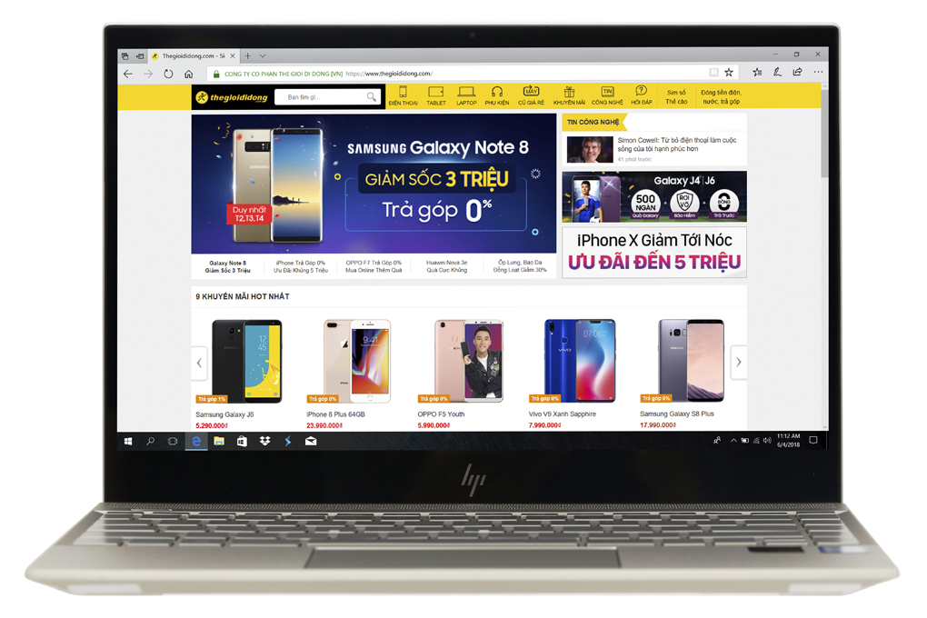 Laptop HP Envy 13 ah0027TU i7 8550U/8GB/256GB/Win10/(4ME94PA) Màu Vàng đồng