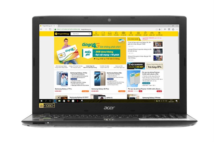 Laptop Acer Aspire E5 576G 7927 i7 7500U/4GB/500GB/2GB 940MX/Win10/(NX.GTZSV.008) Màu Đen