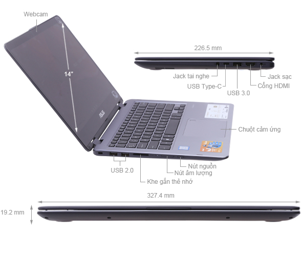 Asus VivoBook TP410UA i3 7100U/4GB/1TB/Win10/(EC228T)