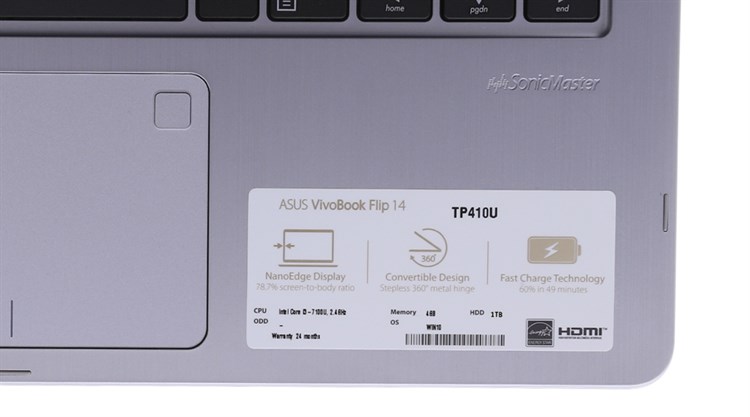 Laptop Asus VivoBook TP410UA i3 7100U/4GB/1TB/Win10/(EC228T) Màu Xám