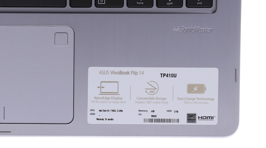Laptop Asus VivoBook TP410UA i3 7100U/4GB/1TB/Win10/(EC228T) Màu Xám