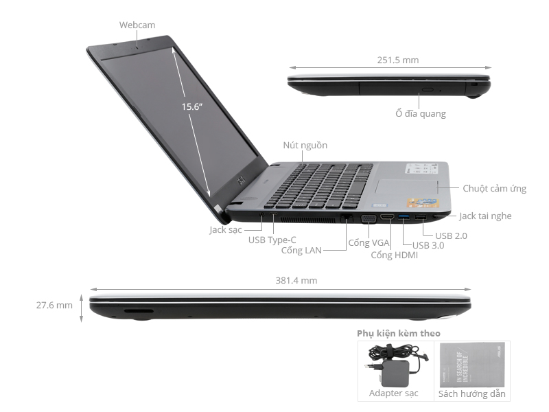 Asus VivoBook X541UA i3 6100U/4GB/1TB/Win10/(XO777T)