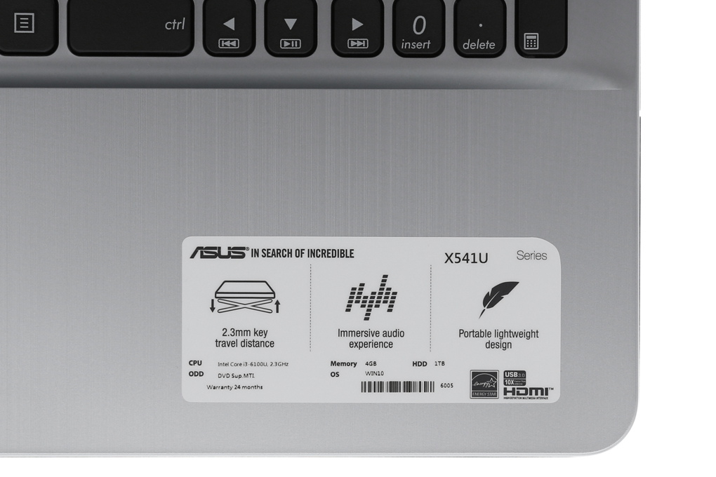 Laptop Asus VivoBook X541UA i3 6100U/4GB/1TB/Win10/(XO777T) - 8
