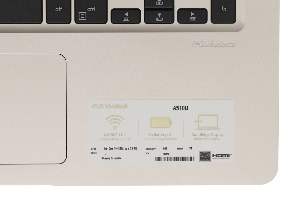 Laptop Asus VivoBook A510UF i5 8250U/4GB/1TB/2GB MX130/Win10/(EJ184T) - 10