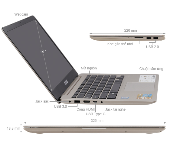 Asus VivoBook S14 S410UA i3 8130U/4GB/1TB/Win10/(EB633T)
