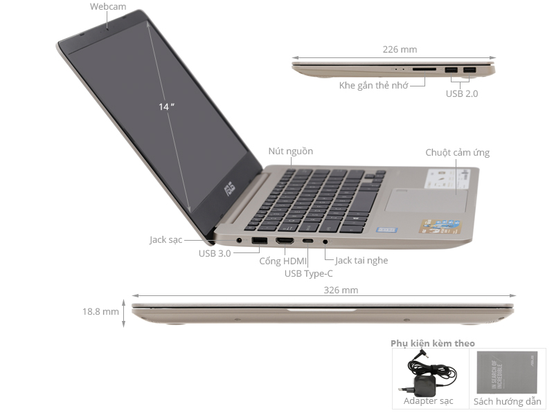 Asus VivoBook S14 S410UA i3 8130U/4GB/1TB/Win10/(EB633T)