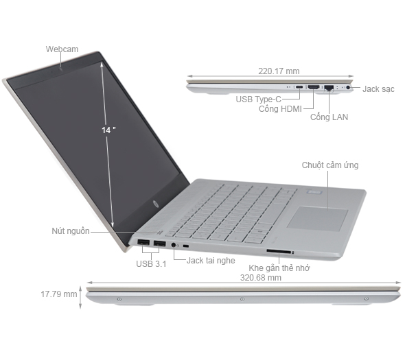 HP Pavilion 14 ce0021TU i3 8130U/4GB/1TB/Win10/(4MF00PA)